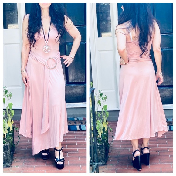 Gorgeous Rose Tank belted Asymmetrical Hem dress - Picture 5 of 9